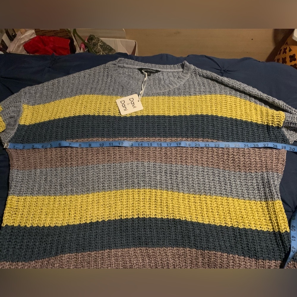 NWT 2X plus size oversized super comfy striped colorful sweater 3/4 slv - Picture 3 of 6
